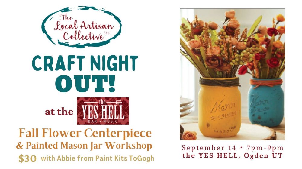 Fall Flower Centerpiece and painted Mason jar